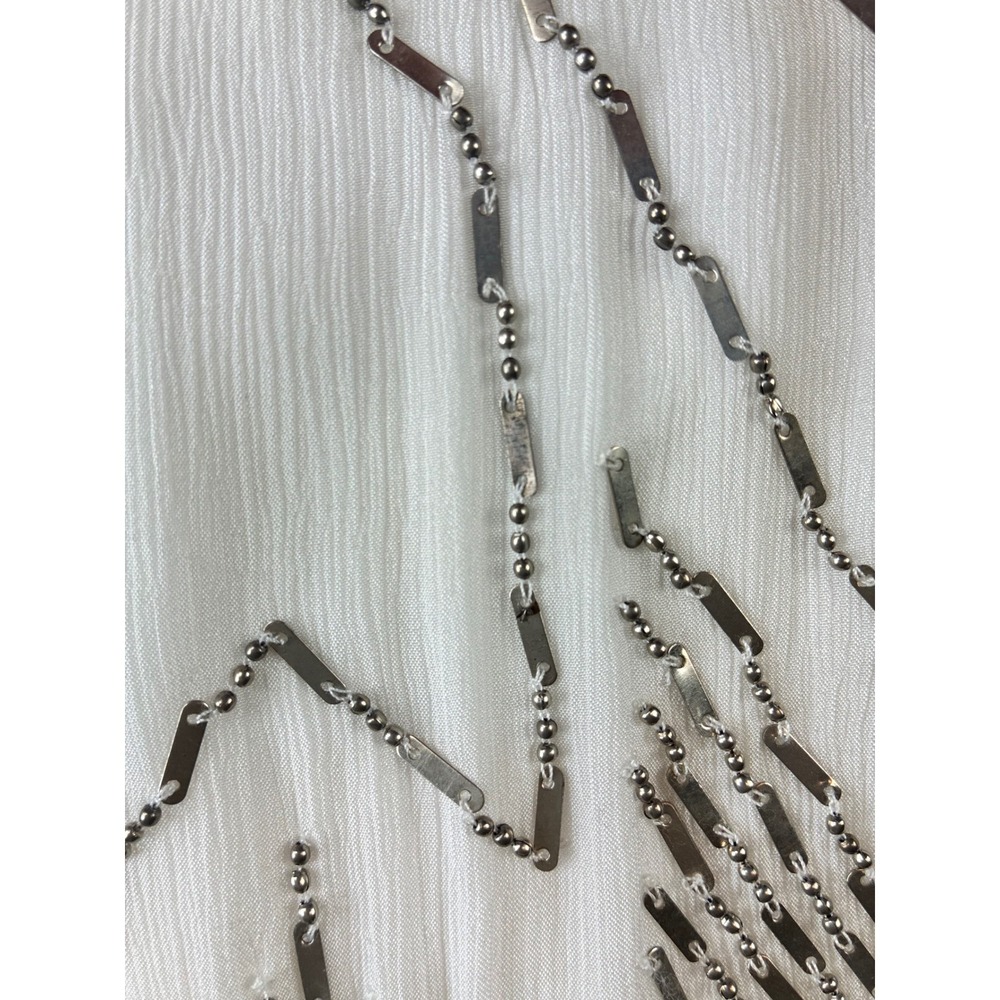 IKKS Shift Dress Mini White Metallic Beading Embellished Festival Women 38 or M - Picture 8 of 15